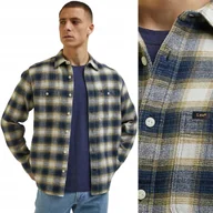 Koszule męskie - Lee WORKER SHIRT 2.0 Ecru LUŹNA KOSZULA W KRATĘ GRUBSZA BAWEŁNA XXL - miniaturka - grafika 1