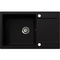 Zlewozmywaki - EOS Zlewozmywak granitowy LOJA czarny brokat złoty z ociekaczem - miniaturka - grafika 1