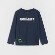 Koszulki dla chłopców - Reserved - Longsleeve oversize Minecraft - Niebieski - miniaturka - grafika 1