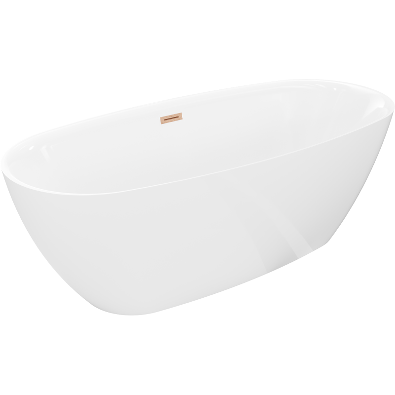 Mexen Luvo Slim wanna wolnostojąca 170 x 75 cm, biała, przelew gun gray szczotkowany - 52801707500-66