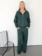 Komplety damskie - Gaia rozpinany komplet z lamówkami butelkowy zielony - miniaturka - grafika 1