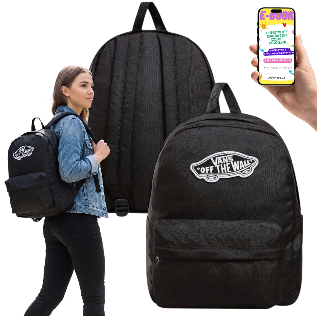 Plecak Szkolny Vans Old Skool Czarny 22L Prezent dla Nastolatka + E-BOOK