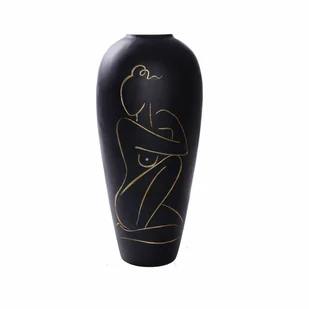 Wazon DKD Home Decor Kobieta Czarny Żywica Nowoczesny (34 x 34 x 73,5 cm) - Wazony i flakony - miniaturka - grafika 1
