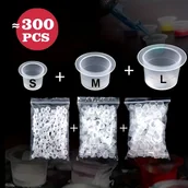 Wyposażenie studia tatuażu - TEMU JC TATU - 300 szt. Jednorazowe kubki do tuszu do tatuażu, małe, średnie, duże, zestaw trzech modeli, trwały plastik, uchwyt na tusz do - miniaturka - grafika 1