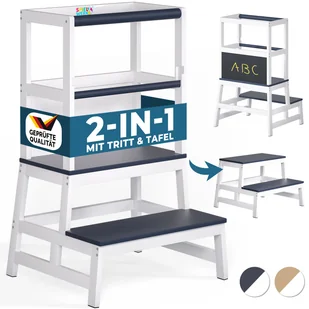 Wieża edukacyjna Barn Naturalny/Szary drewno sosnowe 93x51x50cm - Krzesełka do karmienia - miniaturka - grafika 1