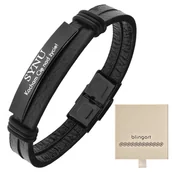 Bransolety męskie - Bransoletka z GRAWEREM męska / damska skórzana bla - miniaturka - grafika 1