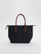Torebki damskie - Reserved - Tkaninowa torebka shopper - czarny - miniaturka - grafika 1