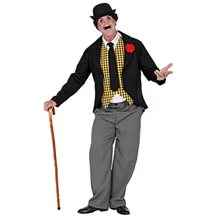 Krawaty i muchy męskie - Widmann 19493 kostium Charlie, frack z broszką w kwiaty, kołnierz z kamizelką, spodnie, krawat, komik, impreza tematyczna, karnawał, męski, wielokolorowy, L - grafika 1
