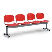 Inne meble biurowe - B2B Partner Ławka do poczekalni plastikowa VERONA - 4 siedziska, czerwony 479072 - miniaturka - grafika 1