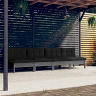 Sofy ogrodowe - shumee 4 osobowa sofa z antracytowymi poduszkami lite drewno sosnowe - miniaturka - grafika 1