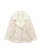 Kurtki damskie - Zimowa kurtka damska z kożuchem - Beżowy - miniaturka - grafika 1