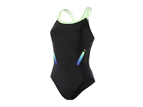Speedo damski kostium kąpielowy z hydrosensem Flowback Blk/Bright Zest/Chroma Blue 32