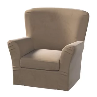 Pokrowiec na fotel Tomelilla wysoki z zakładkami, Living Velvet, brązowy, 78x60x88 cm - Pokrowce na meble - miniaturka - grafika 1