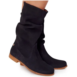 Damskie Zamszowe Kozaki Maciejka 05057-01 Czarne - Kozaki damskie - miniaturka - grafika 1