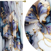 Zasłony - GOTOWE ZASŁONY NA ŻABKI TAŚMIE 140X250 ZASŁONA KWIATY 183 SKRÓCENIE W CENIE - miniaturka - grafika 1