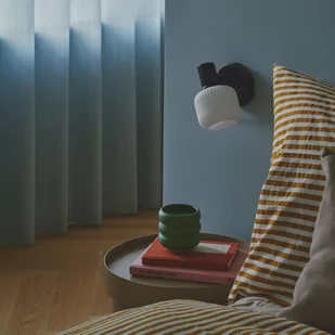 Nordlux Kinkiet Milford Mini, czarny, prążkowane szkło, z wtyczką - Lampy ścienne - miniaturka - grafika 1