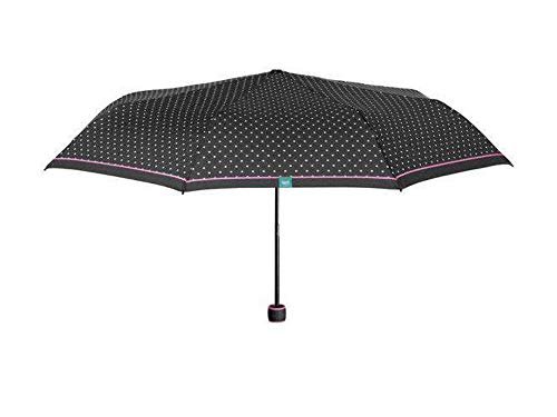 Mały składany parasol damski z białymi kropkami - Parasol damski, lekki, składany ręczny otwierany - odporny na wiatr parasol damski - średnica 97 cm PERLETTI