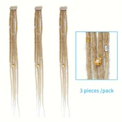 Pozostałe akcesoria fryzjerskie - TEMU Miękkie Spinki do Włosów, 3 szt./Opakowanie, 12 Pasemek/3 Opakowania, 50 cm/20 Cali Ręcznie Robione Dredy z Złotymi/Srebrnymi Szpilkami, Peruka - miniaturka - grafika 1