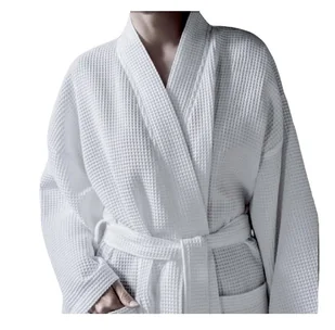 Szlafrok bawełniany hotelowy biały Wafel XL - Szlafroki damskie - miniaturka - grafika 1