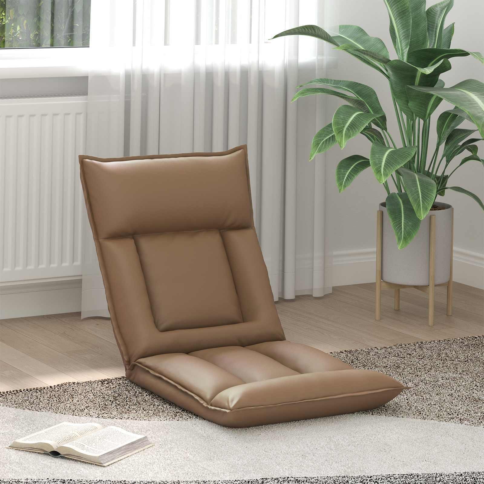 vidaXL vidaXL Krzesło na podłogę Cappuccino 55 x 61 x 70 cm Skóra ekologiczna