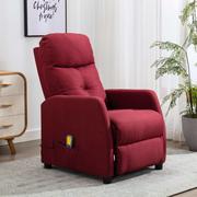 Fotele - vidaXL Rozkładany fotel masujący, winna czerwień, tapicerowany tkaniną - miniaturka - grafika 1