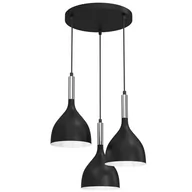 Lampy sufitowe - Luminex Plate 3895 lampa wisząca zwis 3x60W E27 czarna/chromowana - miniaturka - grafika 1