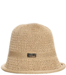 Kapelusz słomkowy pleciony BUCKET HAT z ozdobną blaszką - Czapki damskie - miniaturka - grafika 1