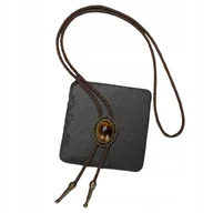 Krawaty i muchy męskie - BOLO KRAWAT Kowbojski dziki zachód TEXAS rzemyk złoto TYGRYSIE OKO KAMIEŃ - miniaturka - grafika 1