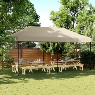 vidaXL Składany namiot imprezowy typu pop-up, taupe, 580x292x315 cm - Pawilony ogrodowe - miniaturka - grafika 1