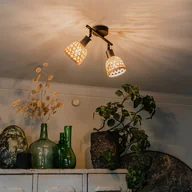 Lampy sufitowe - QAZQA Orientalna czerń z bambusowymi 2-lampkami - Rayan - miniaturka - grafika 1