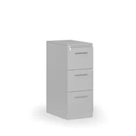 Szafy biurowe - Kartoteka metalowa PRIMO z drewnianym frontem A4, 3 szuflady, szary/szary - miniaturka - grafika 1