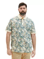 Koszulki męskie - TOM TAILOR Męska koszulka polo, 1037029, 31271, kolor zielony, duży liść, 31271 - Offwhite Green Big Leaf Design, 3XL - miniaturka - grafika 1