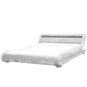Łóżka - Beliani Łóżko wodne srebrne LED 180 x 200 cm welur AVIGNON - miniaturka - grafika 1