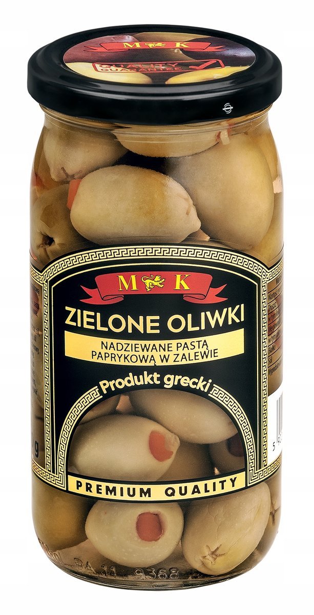 OLIWKI GRECKIE ZIELONE NADZIEWANE PAPRYKA 350G