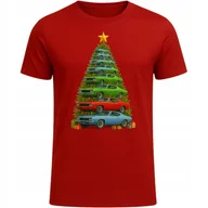 Koszulki męskie - KOSZULKA ŚWIĄTECZNA PREZENT BOŻE NARODZENIE MIKOŁAJKI HIT AUTA CHOINKA M CZERWONY - miniaturka - grafika 1