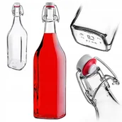 Domowy wyrób alkoholu - BUTELKA SZKLANA 1L 1000 ml NA NALEWKI WINO NAPOJE Z KORKIEM MECHANICZNYM - miniaturka - grafika 1