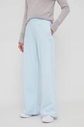 Spodnie damskie - Calvin Klein Jeans spodnie dresowe kolor niebieski proste high waist - miniaturka - grafika 1