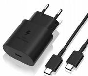 Ładowarki do telefonów - SZYBKA ŁADOWARKA SIECIOWA TELEFONU DLA SAMSUNG KOSTKA 25W + KABEL USB-C 1M - miniaturka - grafika 1