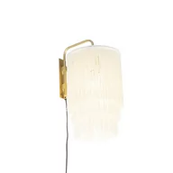 Lampy ścienne - QAZQA Orientalny kinkiet złoty kremowy klosz z frędzlami - Franxa - miniaturka - grafika 1
