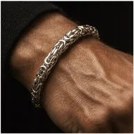 Bransolety męskie - SREBRNA GRUBA BRANSOLETKA MĘSKA SPLOT KRÓLEWSKI 22 CM 5 MM PEŁNA PRÓBA 925 - miniaturka - grafika 1