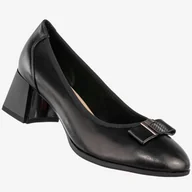 Półbuty damskie - Czółenka Damskie Skórzane Buty na Obcasie Eleganckie Półbuty Czarne Filippo Czarny 38 - Empik - miniaturka - grafika 1