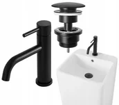 Umywalki - Zestaw Umywalka Stojąca Frida Biała Bateria Korek - miniaturka - grafika 1