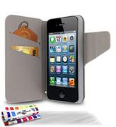 Etui i futerały do telefonów - APPLE Etui IPHONE 4 / IPHONE 4S [Le Folio UV Premium] [Weiss] von MUZZANO + 3 Display-Schutzfolien UltraClear + STIFT und MICROFASERTUCH MUZZANO GRATIS - Das ULTIMATIVE, ELEGANTE UND LANGLEBIGE Schut - miniaturka - grafika 1