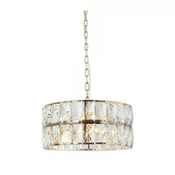 Lampy sufitowe - LAMPA WISZĄCA INTERO GOLD S złota oprawa kryształowy klosz styl glamour - miniaturka - grafika 1