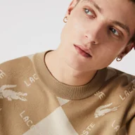 Swetry męskie - Lacoste Men?s Lacoste LIVE Monogram Patterned Jacquard Cotton Sweater - miniaturka - grafika 1