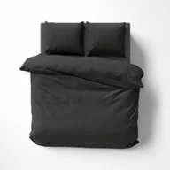 Pościel - Pościel adamaszkowa 180x200 czarna jednobarwna paski 1 cm Pure - miniaturka - grafika 1