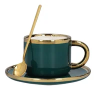 Filiżanki - Filiżanka ze spodkiem i łyżeczką HOMLA SINNES 200 ml - Szmaragdowa - miniaturka - grafika 1