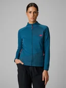 Bluzy damskie - 4F Bluza trekkingowa slim bez kaptura damska - turkusowa XS - miniaturka - grafika 1