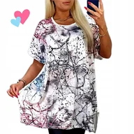 Bluzki damskie - Tunika Wiskoza spływające krople Modna Luźna wygodna bluzka 50 52 5XL 6XL - miniaturka - grafika 1