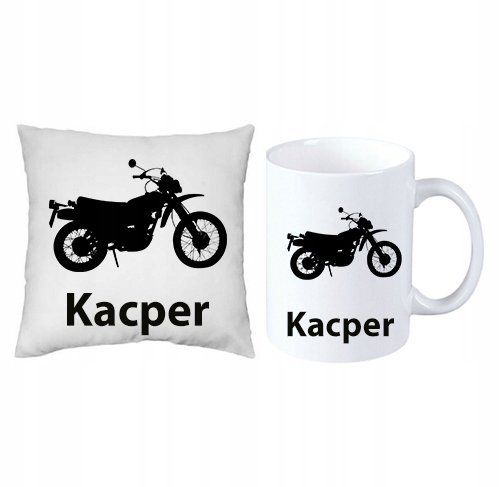 Motocykl Logo ZESTAW PODUSZKA + KUBEK + IMIĘ